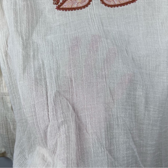 Spartina 449 Analyn Embroidered Tunic Blouse Embellished Tunic Gauze Boho XS - Picture 7 of 11